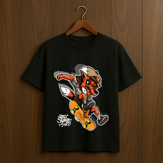 Street Fox Skater Graphic T-Shirt